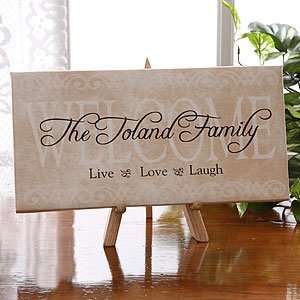   Live, Laugh, Love Personalized Canvas Art Welcome Sign