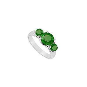  Three Stone Emerald Ring  14K White Gold   1.75 CT TGW 