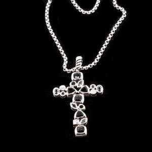David Yurman Mosaic Diamond and Onyx Hematite Cross  