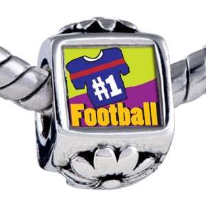  Pugster Pandora Style Bead Number 1 Football Beads Fits 