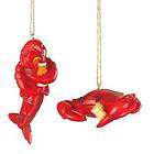 Red Crab and Lobster with Cocktails Ornament Set of 2