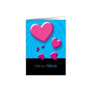  Valentines Day With Love Niece, Twisted Hearts Card Card 