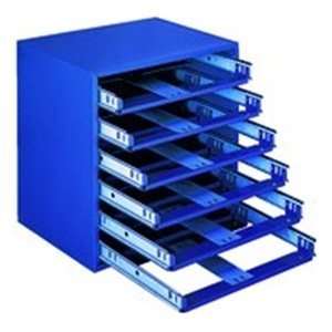   16 3/8 Blue 6 Drawer Small Compartment Box Rack
