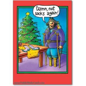  Funny Merry Christmas Card Peg Leg Socks Humor Greeting 