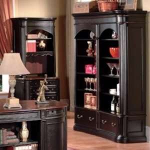 KA6195BS Kahlua Wood Double Bookcase with 8 Shelves and 2 Large 