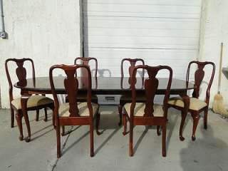 Ethan Allen Georgian court dining room table & 6 chairs solid cherry 