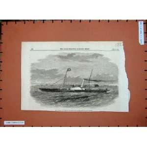  London Ipswich New Packet Ship Queen Thames 1861 Print 