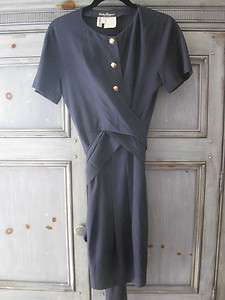 Salvatore Ferragamo silk navy S/S dress size 38  
