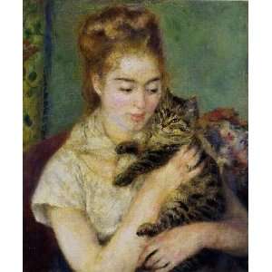 painting reproduction size 24x36 Inch, painting name Woman with a Cat 