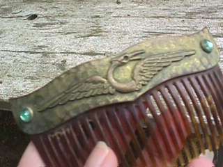 rare antique hair comb teradactyl bird rhinestone  