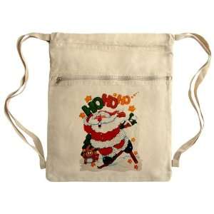 Messenger Bag Sack Pack Khaki Merry Christmas Santa Claus Skiing Ho Ho 