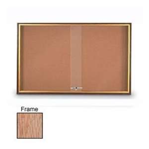  60 X 36 Sliding Door Corkboard With Light Oak Frame 