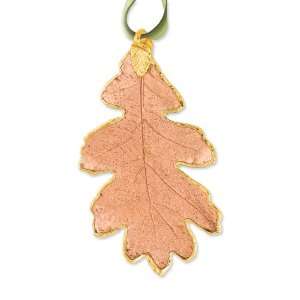   Lacquer Dipped 24k Trim Copper Oak Decorative Leaf Jewelry