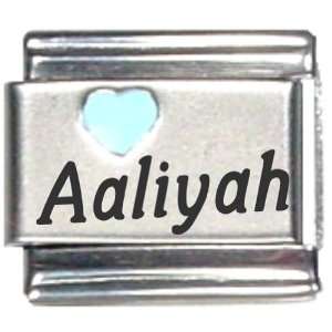  Aaliyah Light Blue Heart Laser Name Italian Charm Link 