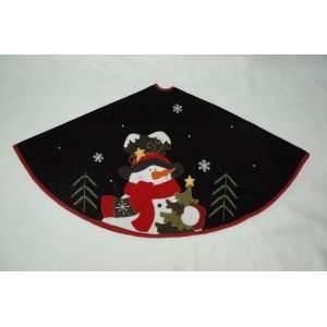   Home 48in Velvet Tree Skirt   Snowman with Red Scarf 