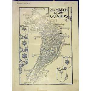  Guards Sketch Map London Mansion House Print 1919