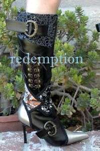 Pleaser 3.75 Heel Daring Black Lace Gothic Boots 8  