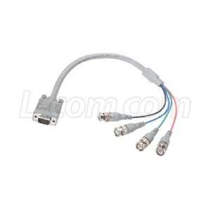  VGA Breakout Cable, DB9 Male / 4 BNC Male, 6.0 ft 