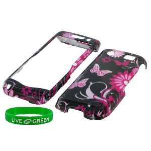 Pink Butterfly Design Snap On Hard Case for Blackberry Pearl 