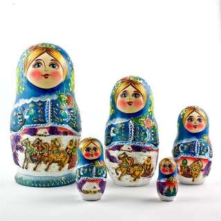 pcs/7 Winter Ride Russian Nesting Dolls  