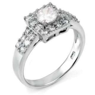 Sterling Silver Fancy Engagement CZ Ring 5mm Round  