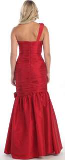 OFF ONE SHOULDER HOMECOMING PROM EVENING RUSHED TAFFETA  