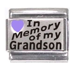  In Memory Of My Grandson Purple Heart Laser Italian Charm 