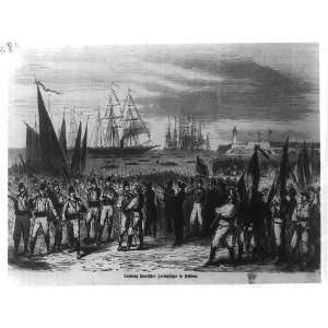   volunteers landing in Havana,Cuba,1869,Sailship