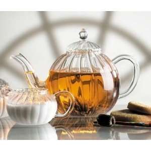  Mouth Blown Ribbed Glass Flowering Teapot Kitchen 