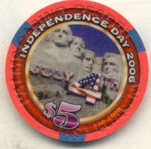 PALMS CLUB 2006 INDEPENDENCE DAY $5 UNC. CHIP  