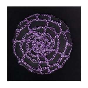  Deep Lilac Metallic Spider Web Crocheted Hair Bun Cover 