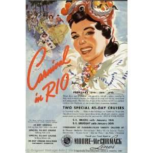 1941 Moore McCormack Carnival in Rio Vintage Ad