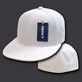 WHITE FITTED FLAT BILL BASEBALL CAP CAPS HAT   7 Sizes  