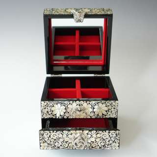   Pearl Wood Mens Jewelry Storage Keepsake Decorative Art Deco Box Chest