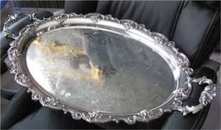 ANTIQUE ENGLISH SILVER PLATED TRAY, DECORATIVE 1900  