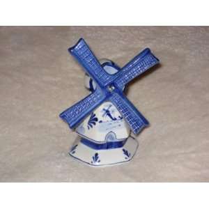  Vintage Hand Painted Delft Porcelain Spinning Windmill 