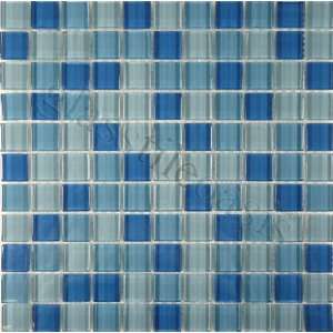  River Run 1 x 1 Blue Crystile Blends Glossy Glass Tile 