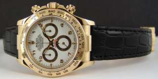 Rolex 18k Gold Daytona White Arabic 116518 Black Strap WATCH CHEST 