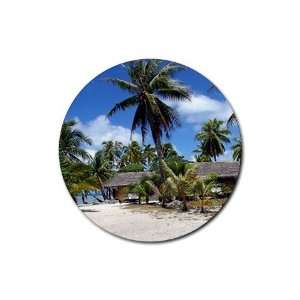  Beach Palm Trees Round Rubber Coaster set 4 pack Great 