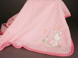 RENE ROFE Plush PINK BABY BLANKET   embroidered   NWT  