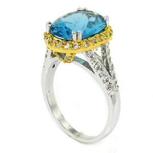  Vintage Royal Engagement Ring w/Blue & White CZs Size 5 