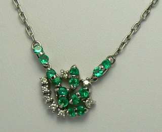 ANTIQUE COLOMBIAN EMERALD & DIAMOND NECKLACE .75CTS  