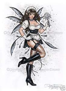 Sexy French Maid Fairy Gothic Pinup PRINT DELPHINE art  