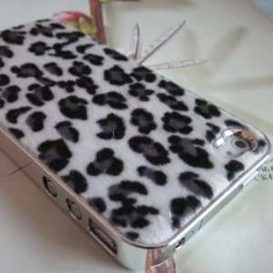   Designer Chrome Leopard Fur Skin Hard Case Cover for Apple iPhone 4 4G