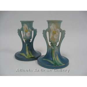  Roseville Iris Pattern Pair of Candle Holders # 1135 