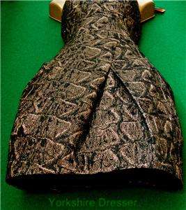 New KAREN MILLEN £165 Metallic Bronze Jacquard Dress  