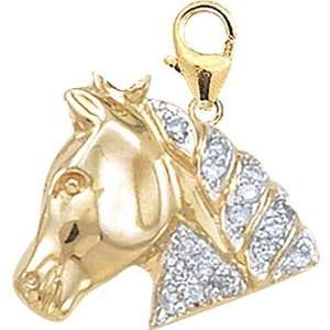   10ct HIJ Diamond Horse Head Spring Ring Charm Arts, Crafts & Sewing