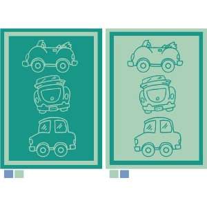 Baby & Toddler Blanket   Cars Light & Medium Green Colorfoul and Soft 