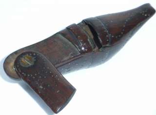 Antique Georgian Wooden Snuff Shoe Brass Studs Trick Box slide opening 