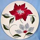   PETAL POINT LUNCHEON PLATE Red Blue Flowers BLUE RIDGE POTTERY Ex